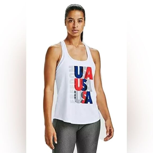 Under Armour UA Women's Freedom USA Olympic Criss Cross Open Back Running Tank S - Picture 1 of 9